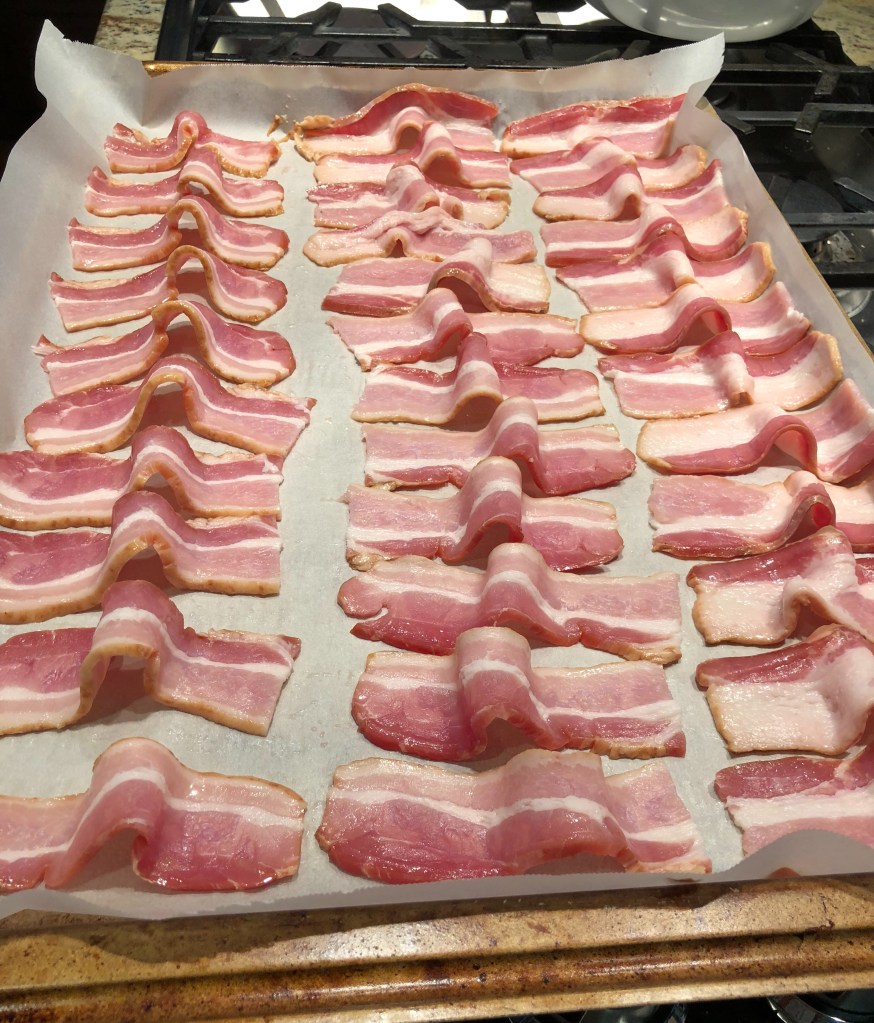 Bacon on baking sheet