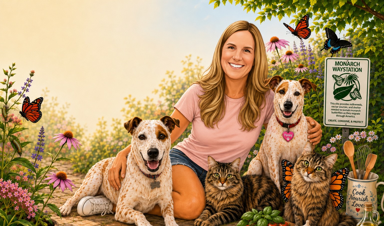 Jana with Ruby, Penny, Mia and Sis